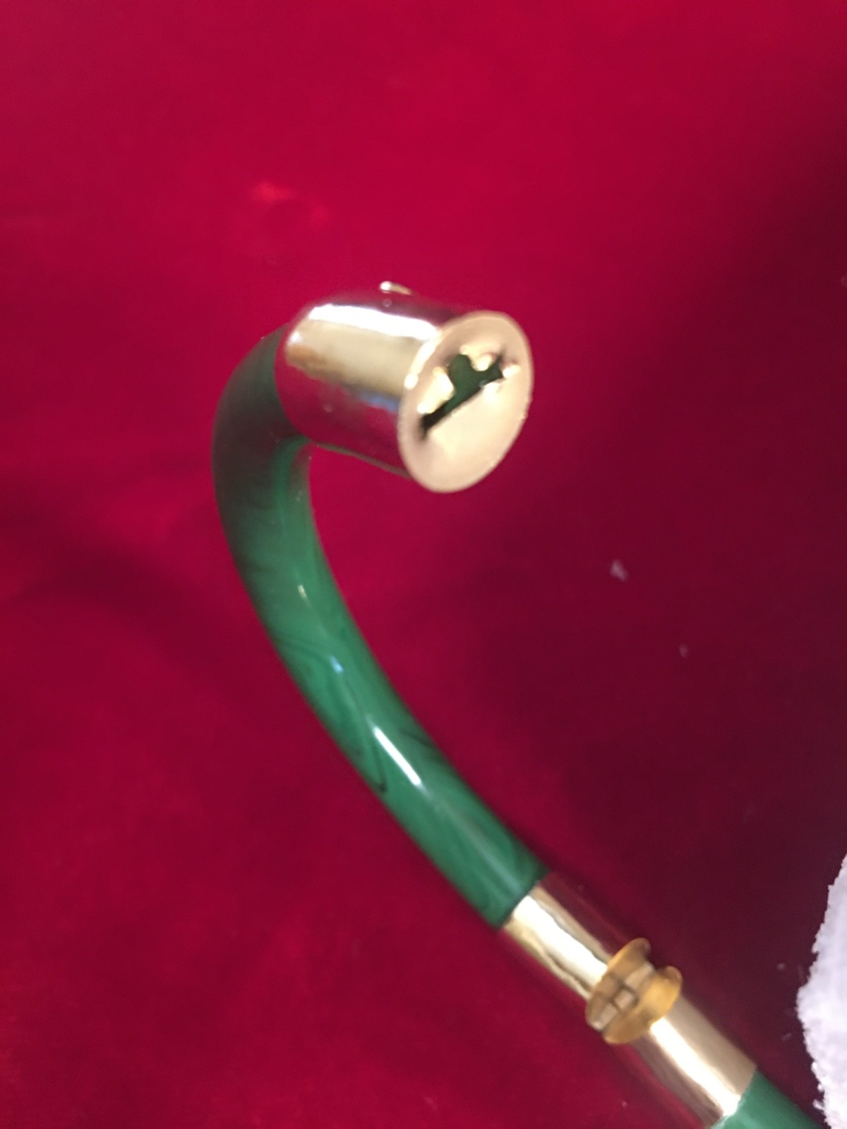 Vintage Chinese Jade Gold Hinged Bangle Bracelet Spinach Green Size 7.5 ⭐️