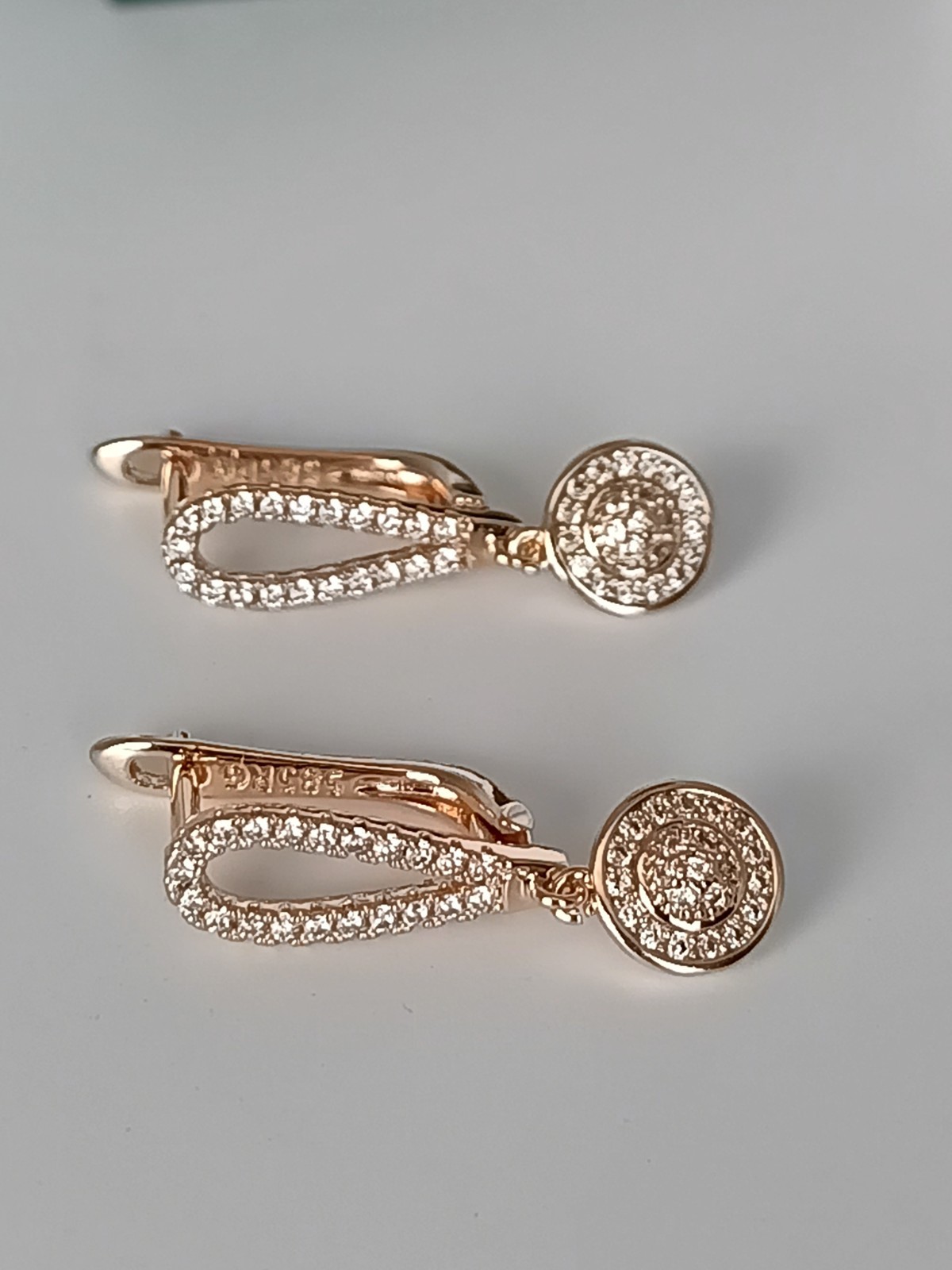 Vintage 1990-s 14 Ct Rolled Gold Zircons Earrings-Hallmarked 585 RG