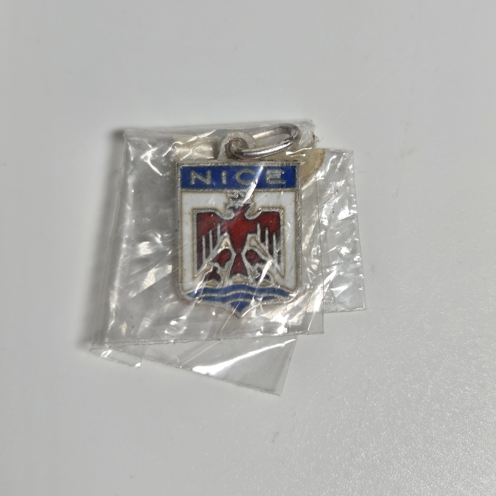 Nice Argent Silver & Enamel Pendant-Travel Shield Charm Unused