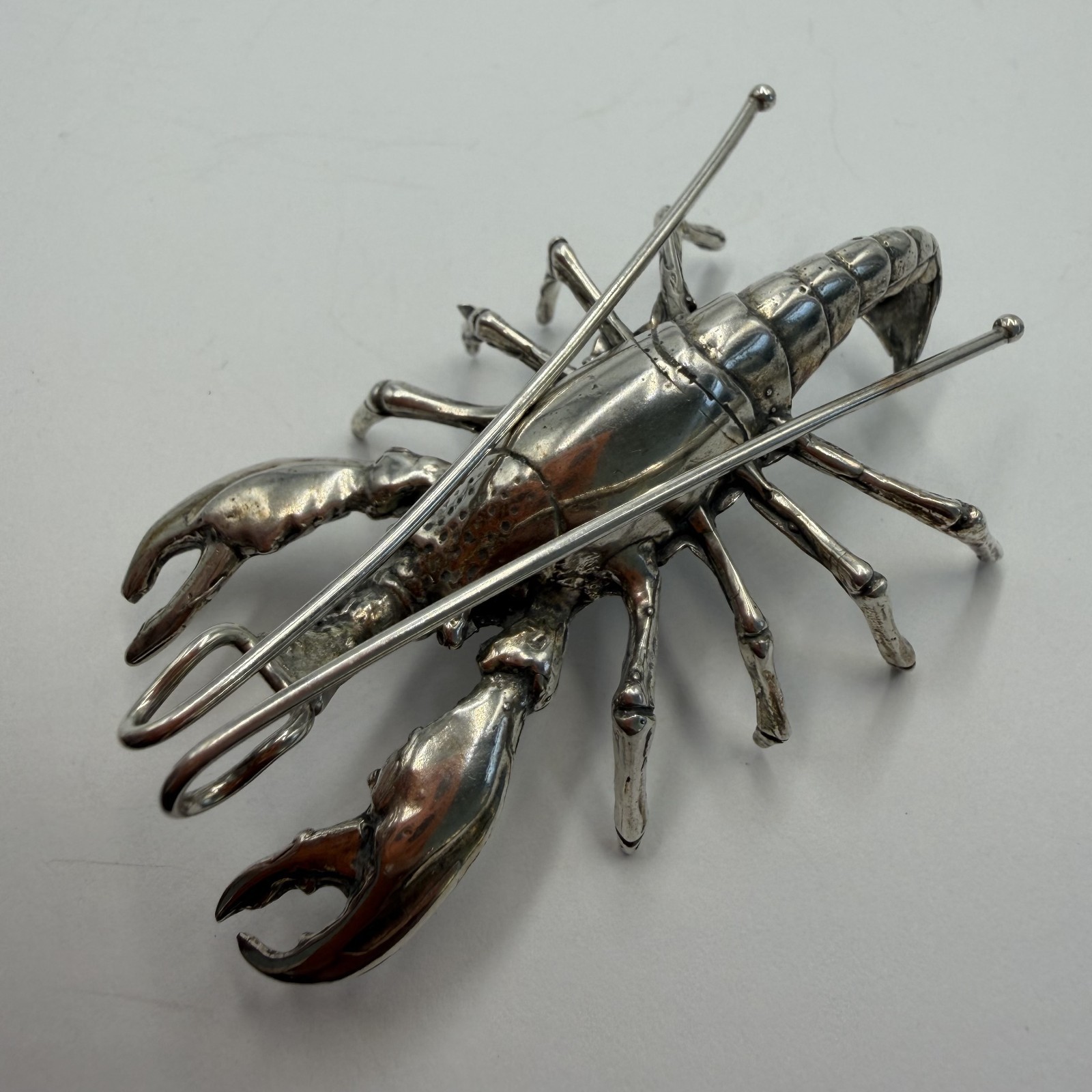 Vintage Italian 800 Silver Lobster Figurine Miniature Collectible Statue