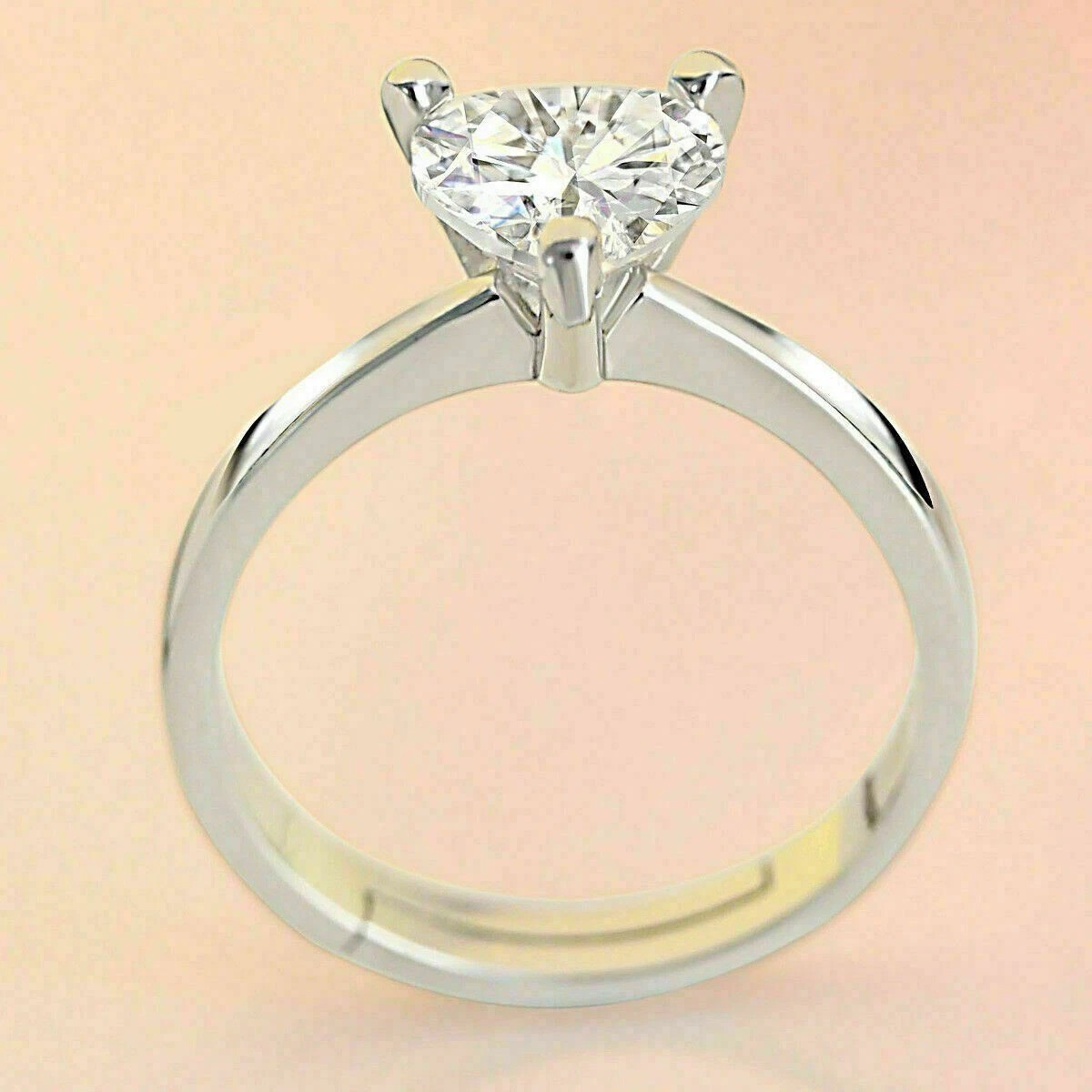 2.75Ct Art Deco Lab Created Diamond Heart Shaped Wedding 14K White Gold FN Ring