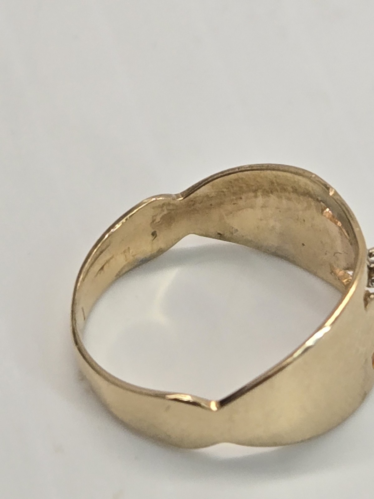 Vintage 14K Yellow Gold & Diamond Baby Ring Size 2.5 Initial X Signet Band 1.6g