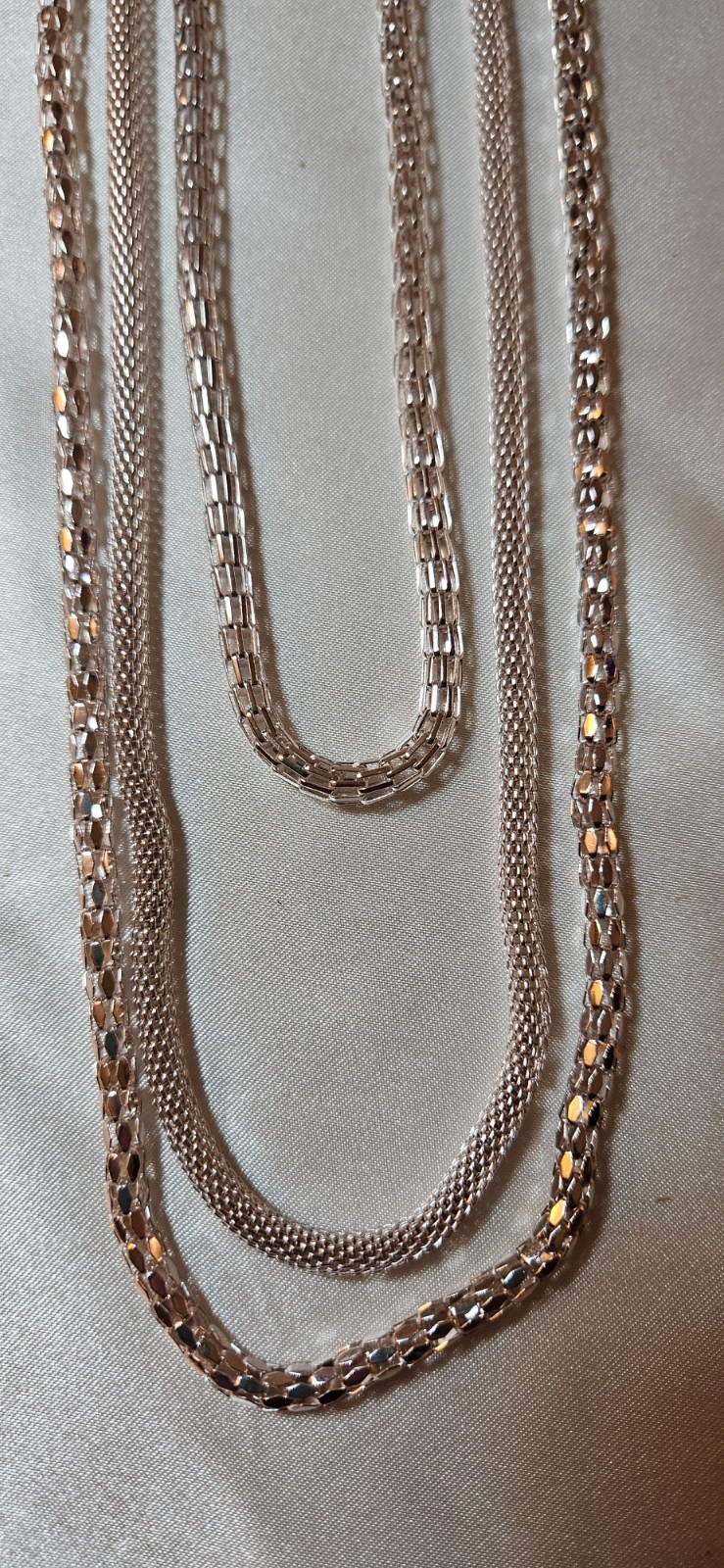 Triple-Strand Silver Chain Necklace