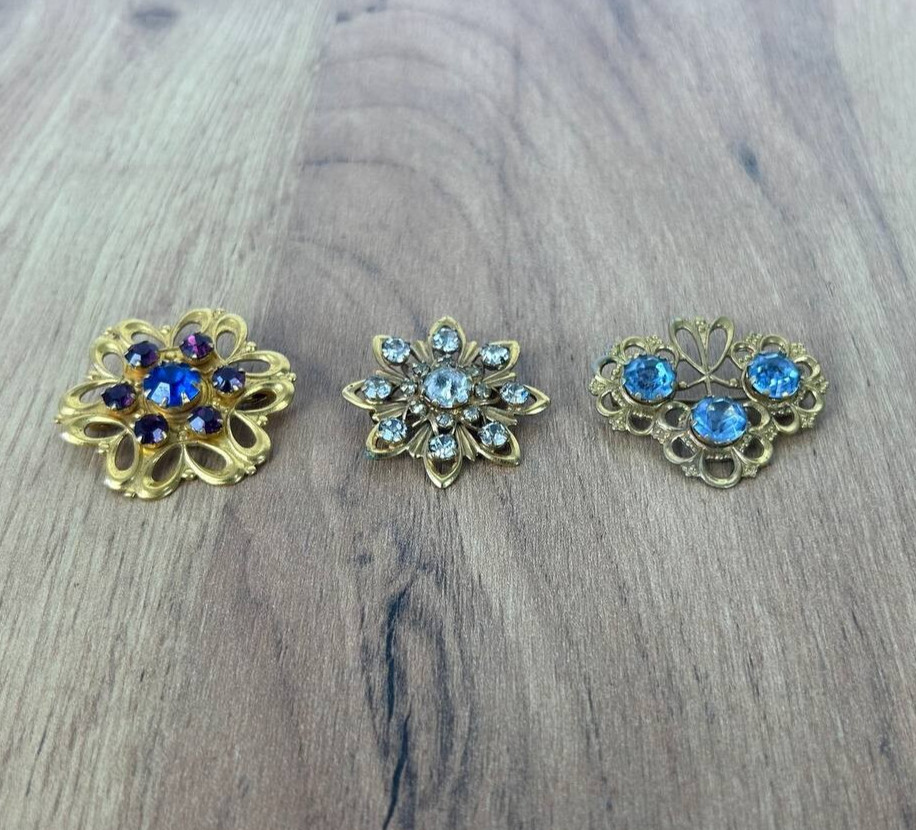 Czech Republic Vintage brooch – USSR jewelry – soviet gilding 3 pcs