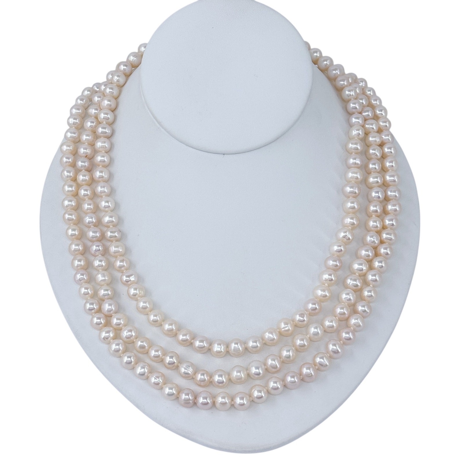 NWT Vintage Sterling Silver 925 Cream Rose Freshwater Pearl Necklace 18″