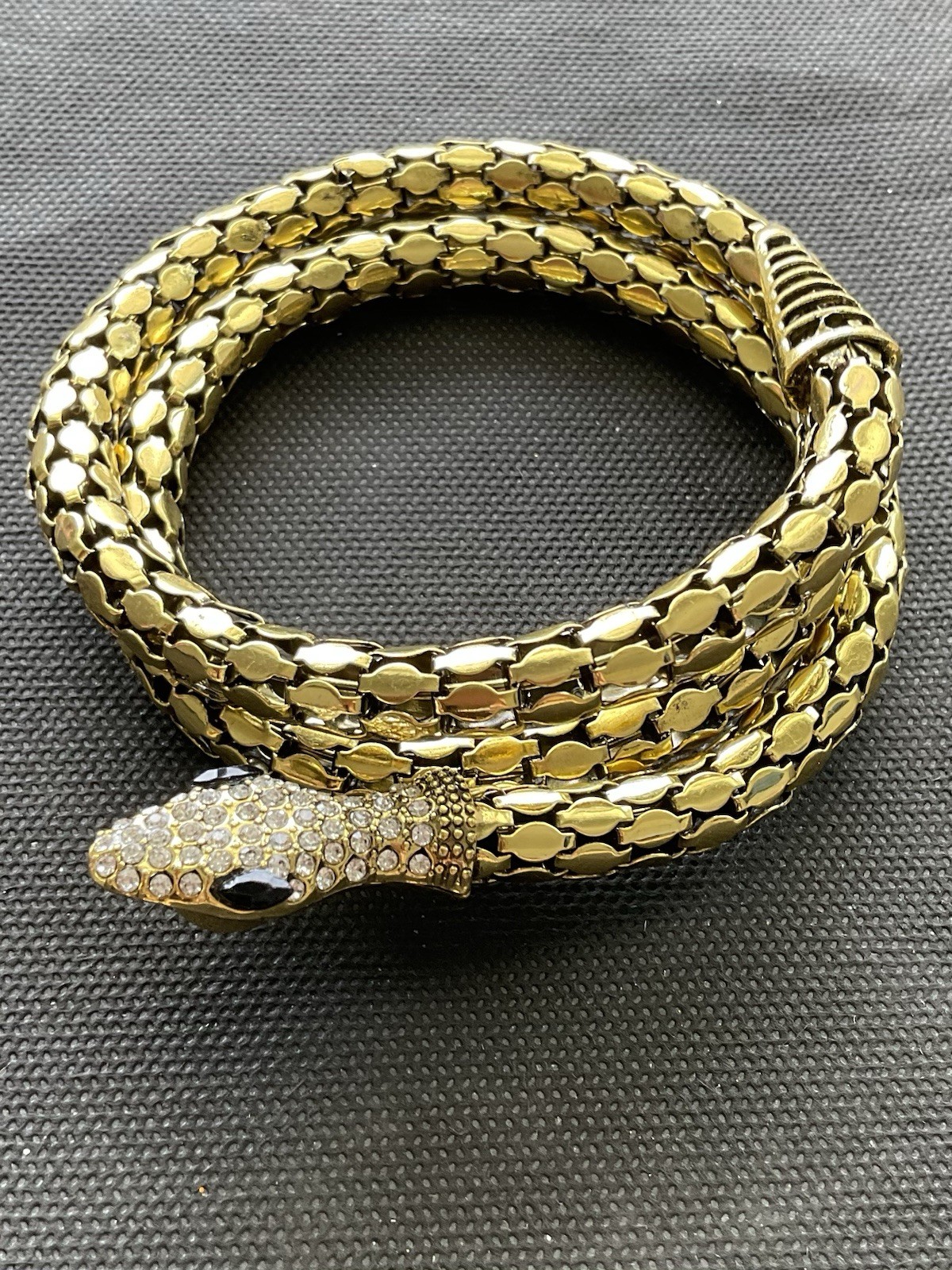 vintage gold tone mesh snake wrap statement bracelet Estate Costume Jewelry