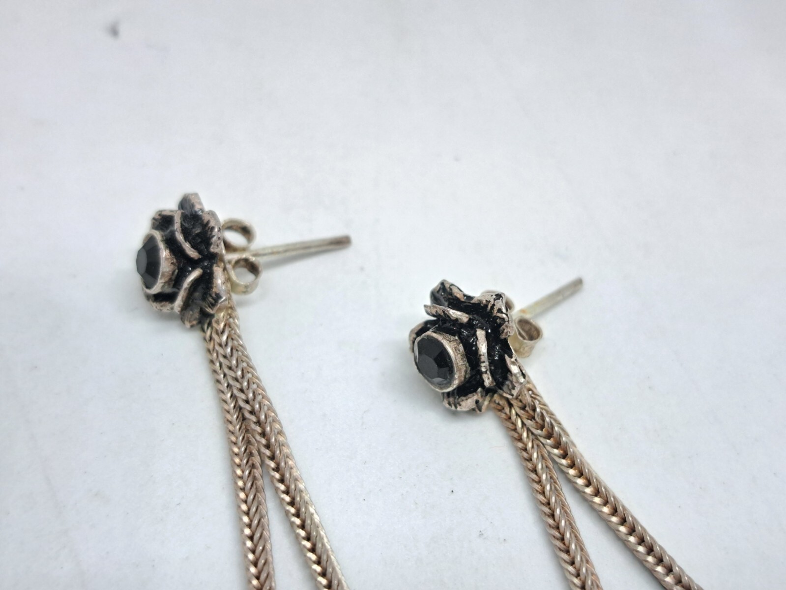 Vintage Set Necklace, Stud Earrings and Bracelet 925 Black Rose Ideal Gift