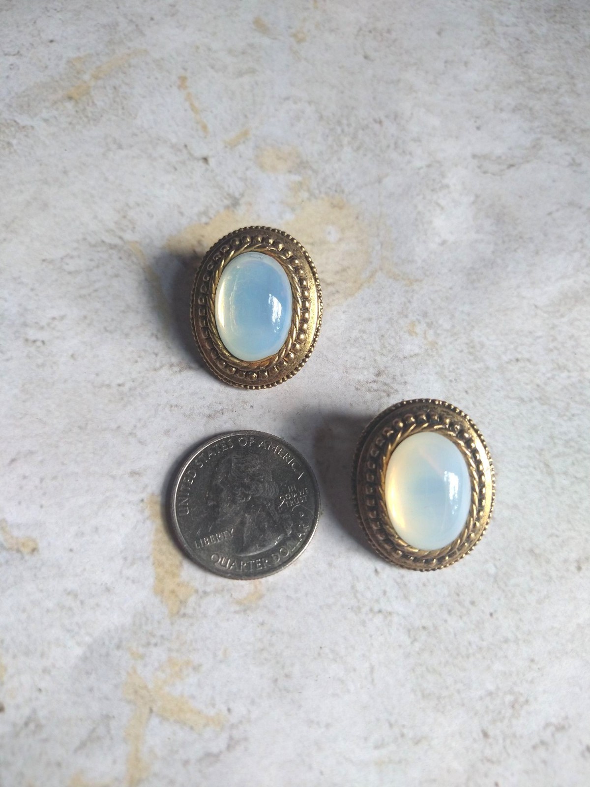 Hollycraft Vintage Moonstone Clip On Earrings