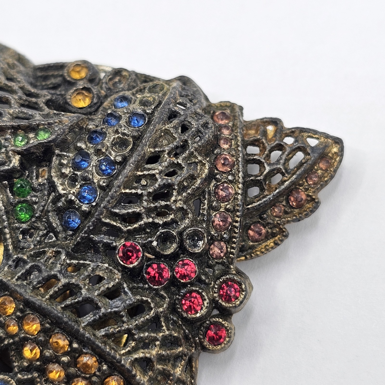 Beautiful Vintage Little Nemo Art Deco Rhinestone Leaf Dress Clip