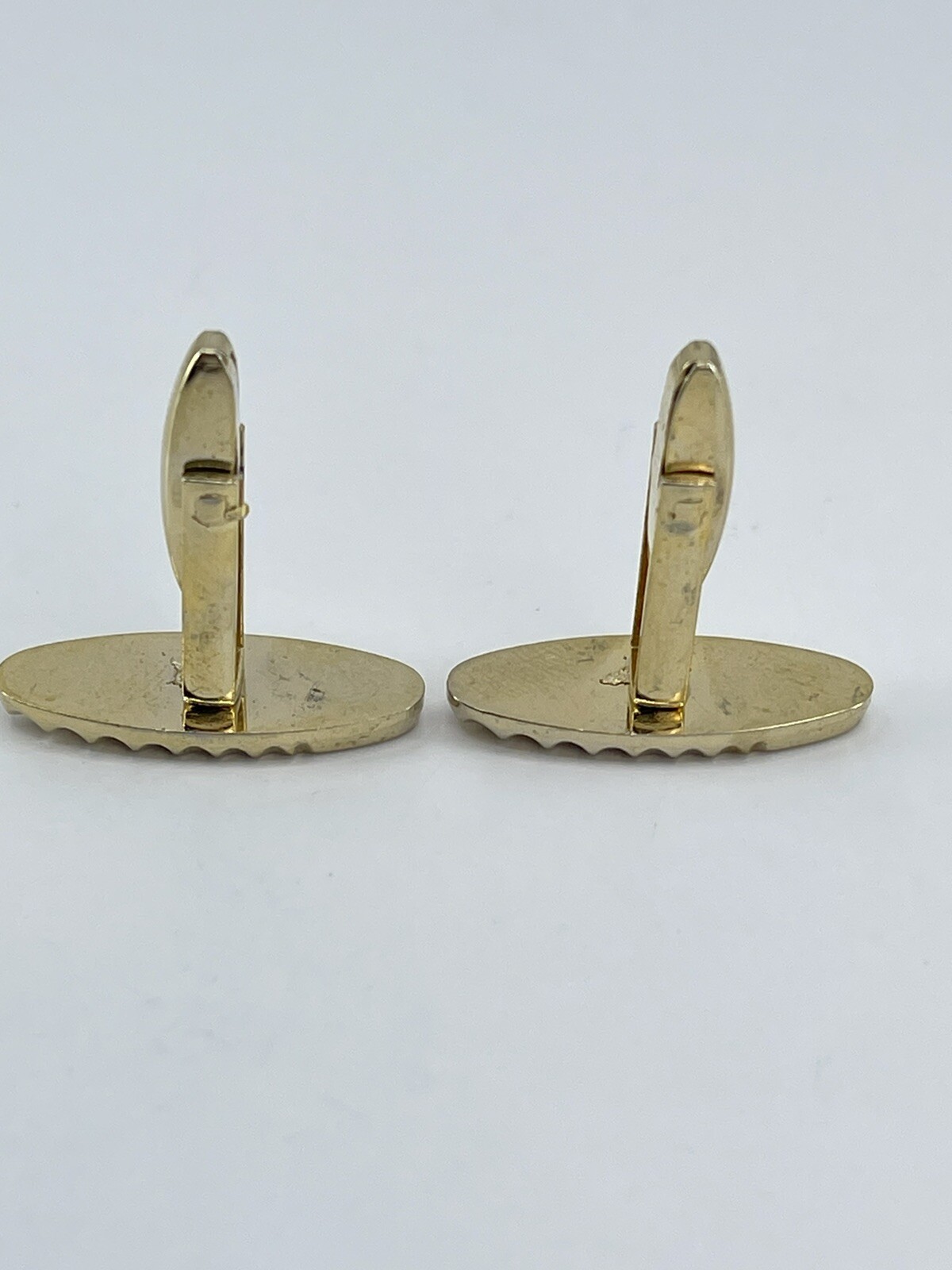 Vintage Foster mens cufflinks elongated oval with scalloped edges rhinestone