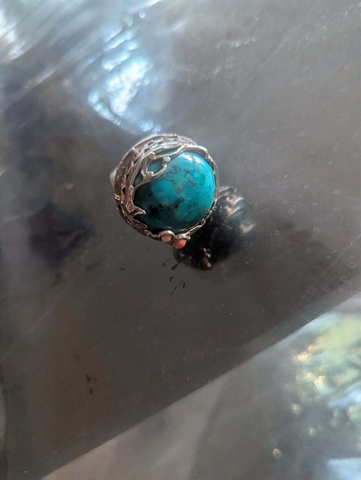 vintage sterling silver ring woth turquoise stone
