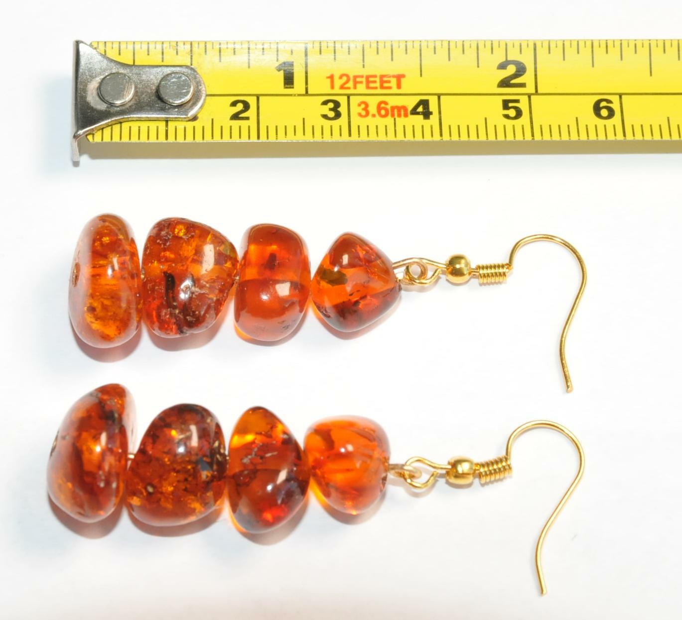 VINTAGE RUSSIAN SOVIET BALTIC SEA AMBER EARRINGS 老琥珀 USSR KALININGRAD STONE ROCK