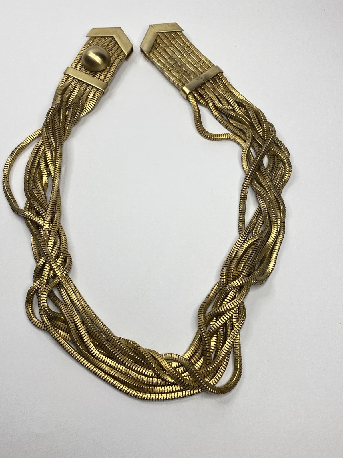 Multi Strand Thick Gold Tone Buckle Choker? 15″ Rare