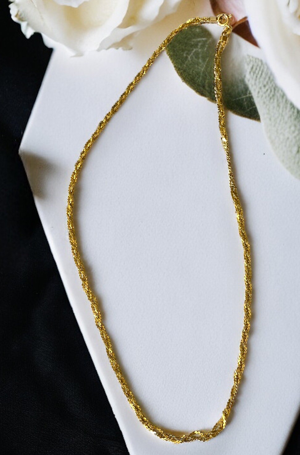Vintage 14K Solid Italian Gold 17.75” 3mm Braided Necklace 6.4 grams!