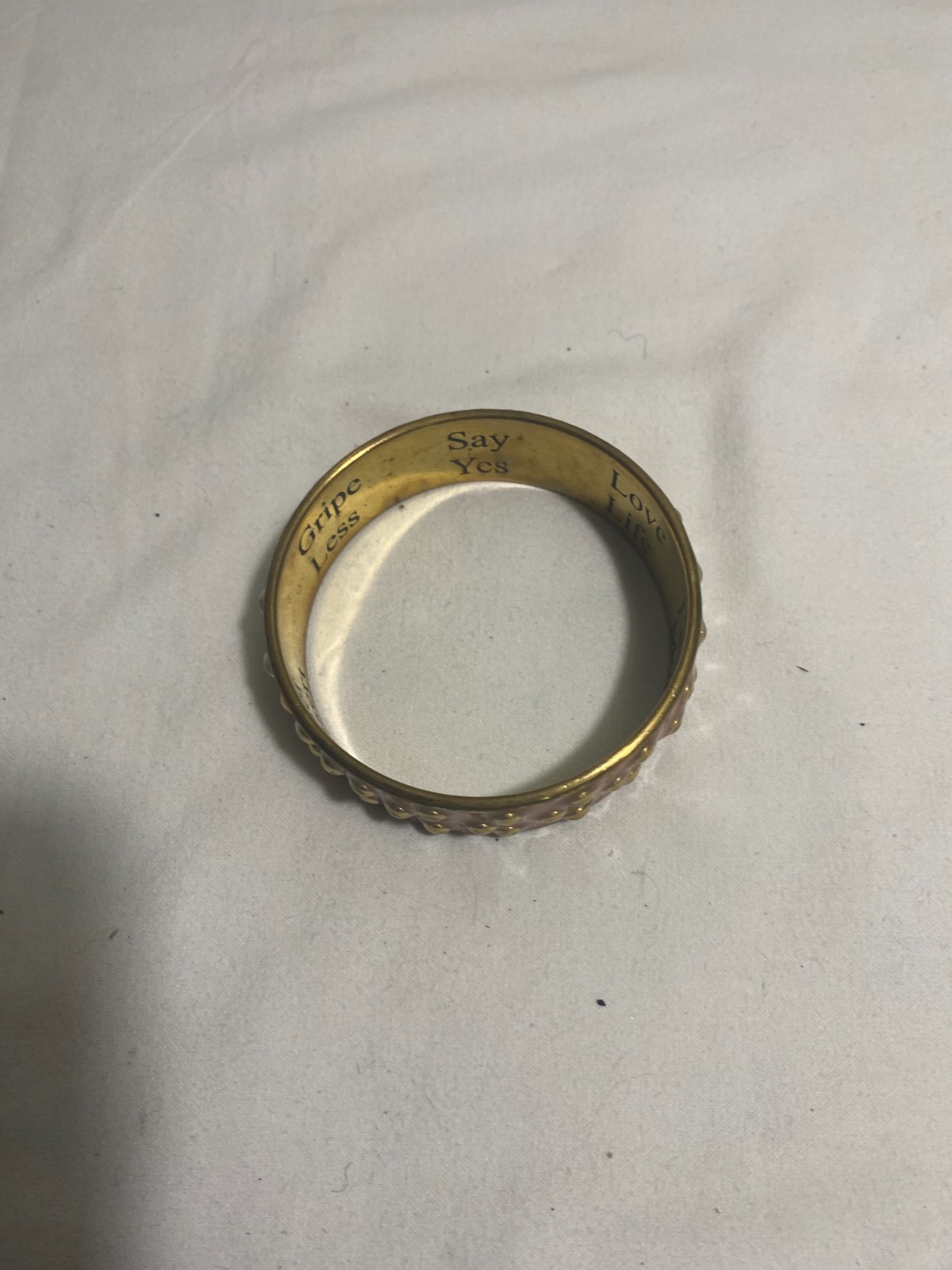 Vintage Inspirational Orange Enamel Studded Bangle Bracelet “Say Yes Love Life”