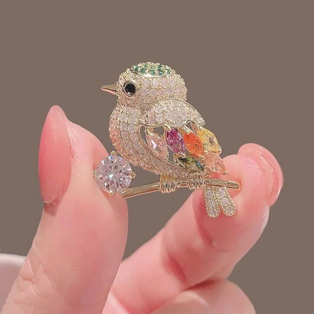 Shiny Rhinestone Cute Bird Corsage Brooch Decorated Clothing Lapel Pin Women New