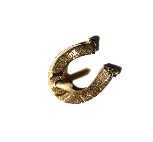Antique Victorian 10K Solid Gold & Garnet Horseshoe Lapel Pin / Tie Tack Mint