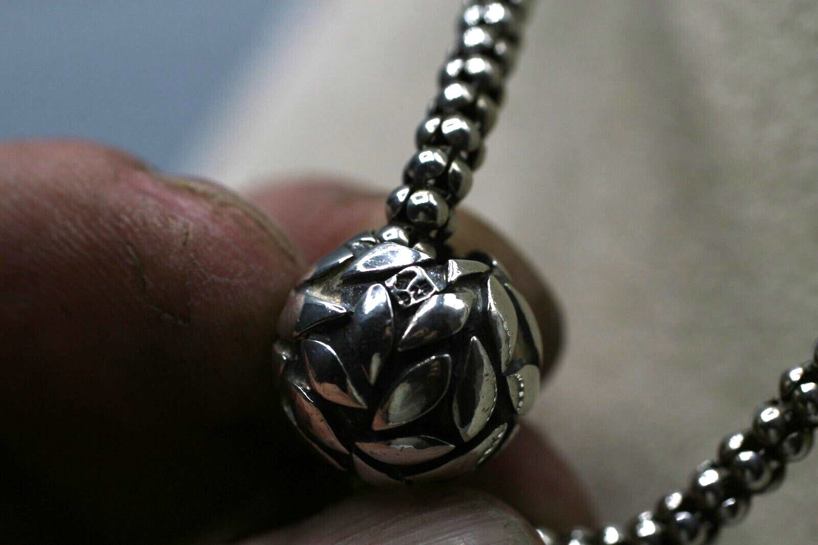 RARE SILPADA STERLING SILVER HEAVY ORNATE BALL SLIDE SNAKE CHAIN NECKLACE S5