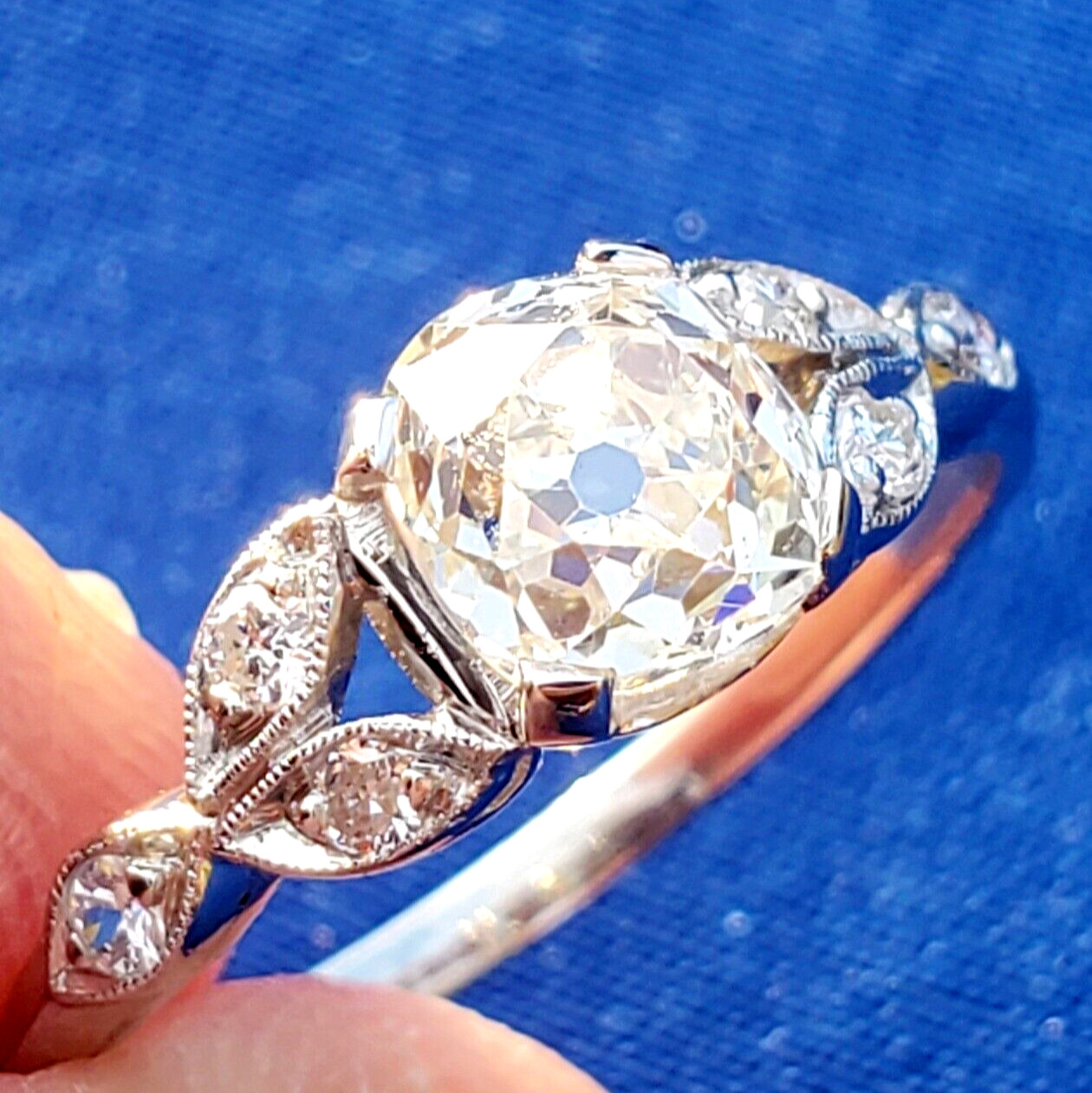 Original EARTH MINED DIAMOND Deco Engagement Ring Vintage PLATINUM Solitaire 1.3
