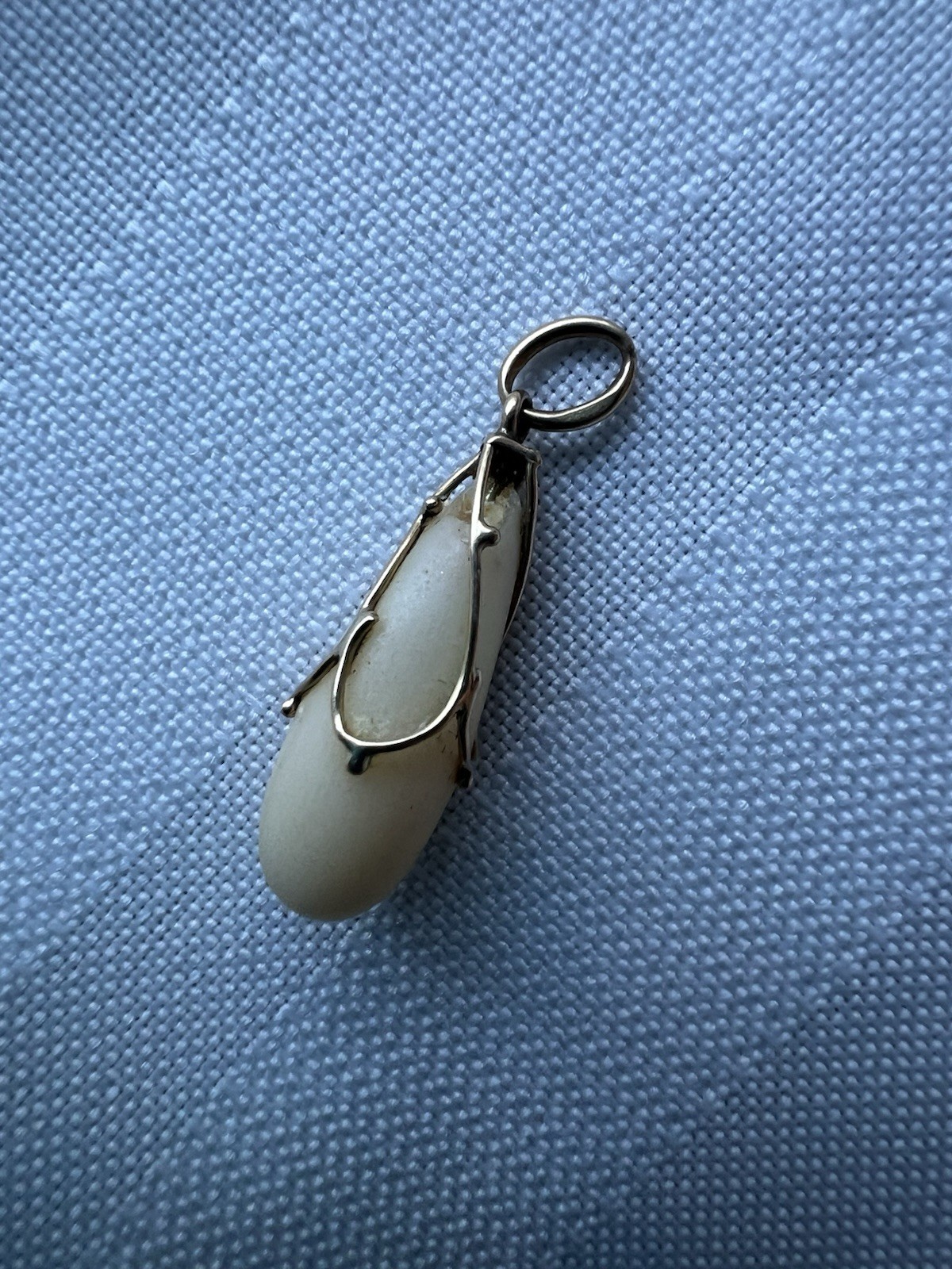 Vintage Design Carved White Coral Or Material Pendant 14k Bale For Scrap Or Wear
