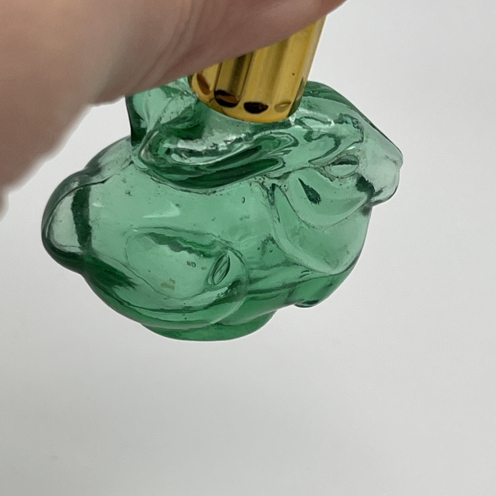 Vintage Max Factor Green Glass Rabbit Perfume Pendant