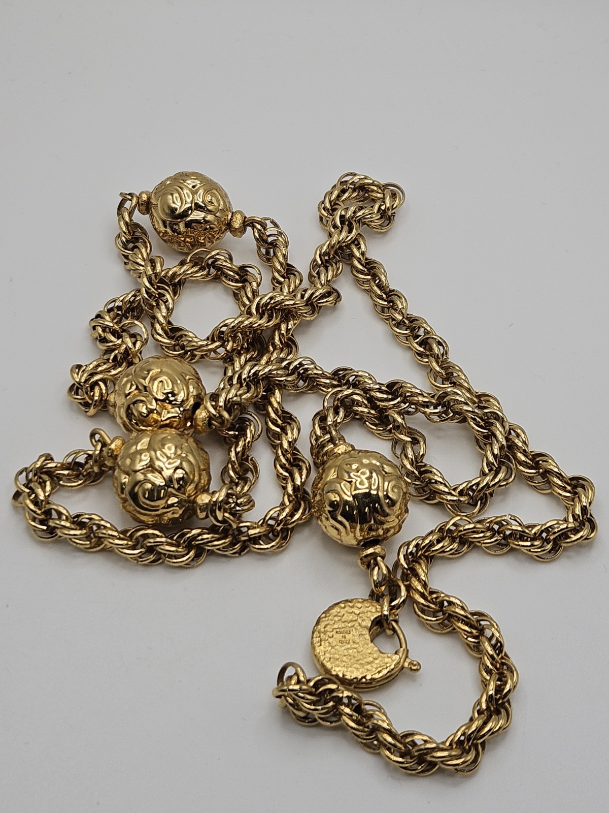 Vintage Yves Saint Laurent YSL Gold Tone Rope Chain Necklace AS IS