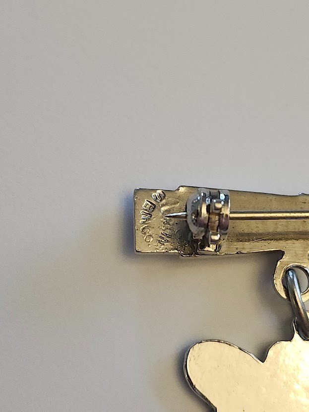 Vintage Sterling Silver BMCo Canadian Curling Brooch Pin Enamel 925 – 5.4g