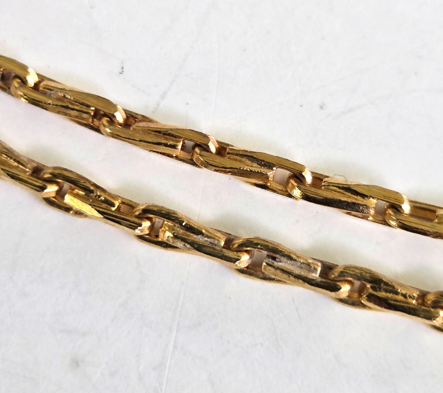 Vintage Agate Nugget Bead Gold Tone Elongated Chain Y Drop Necklace 24.75″