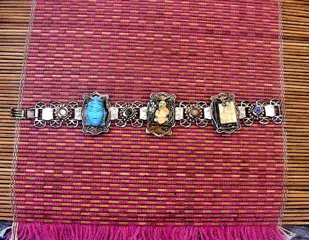 Jinn wishing genie blue Tara good luck talisman lucky charm bracelet Asian c1960