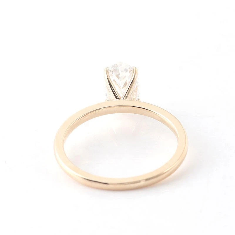 Party Wear Oval Shape 1.20CT White Moissanite With 10K Yellow Gold FN Women Ring