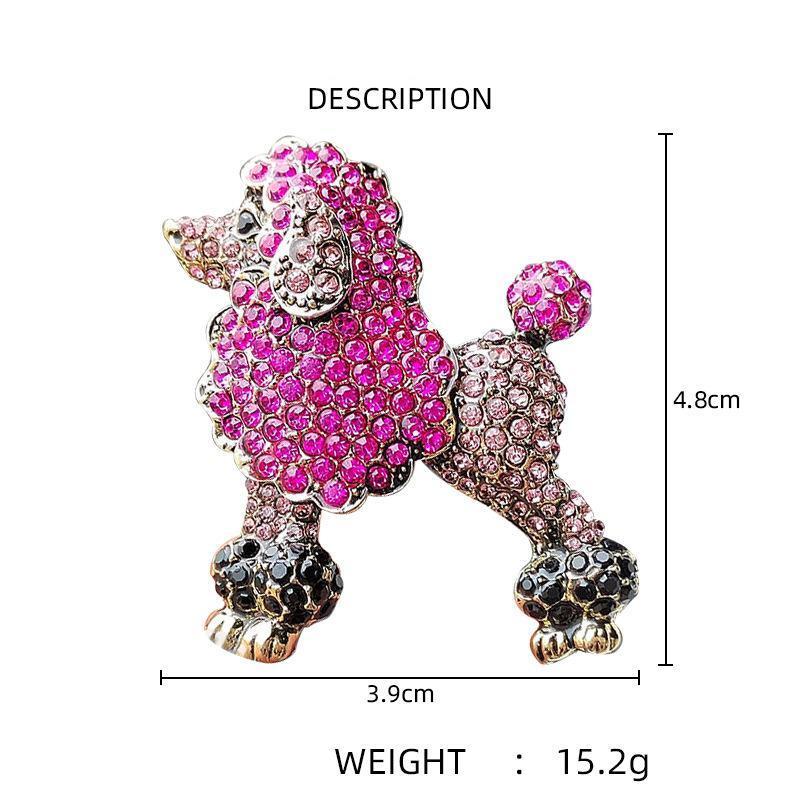 2-color Sparkling Rhinestone Poodle Dog Brooches Women Animal Party Brooch Pins