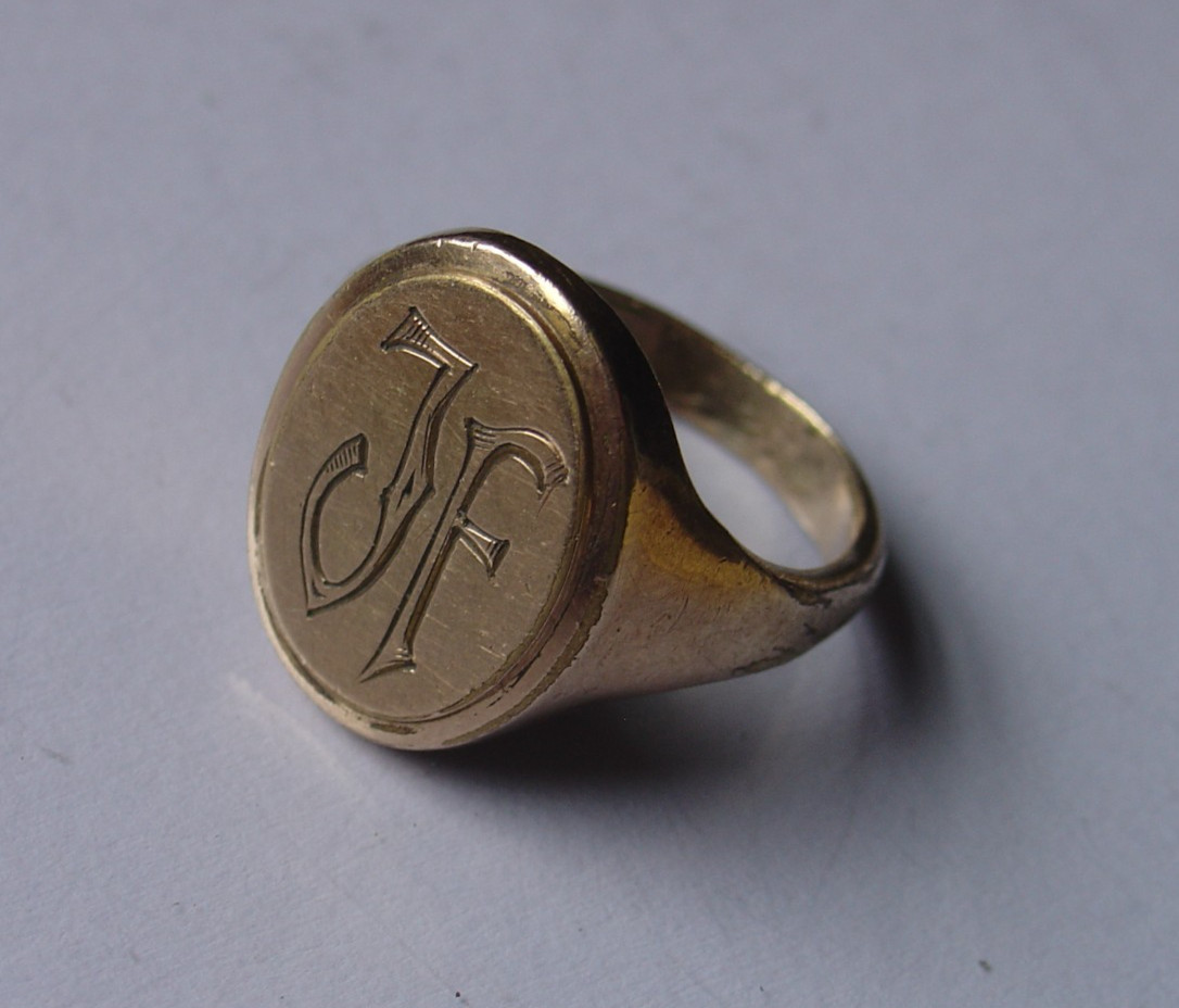 Antique Vtg Art Deco Nouveau Era Men’s Signet Gold Filled Ring Signed Gold Vlles
