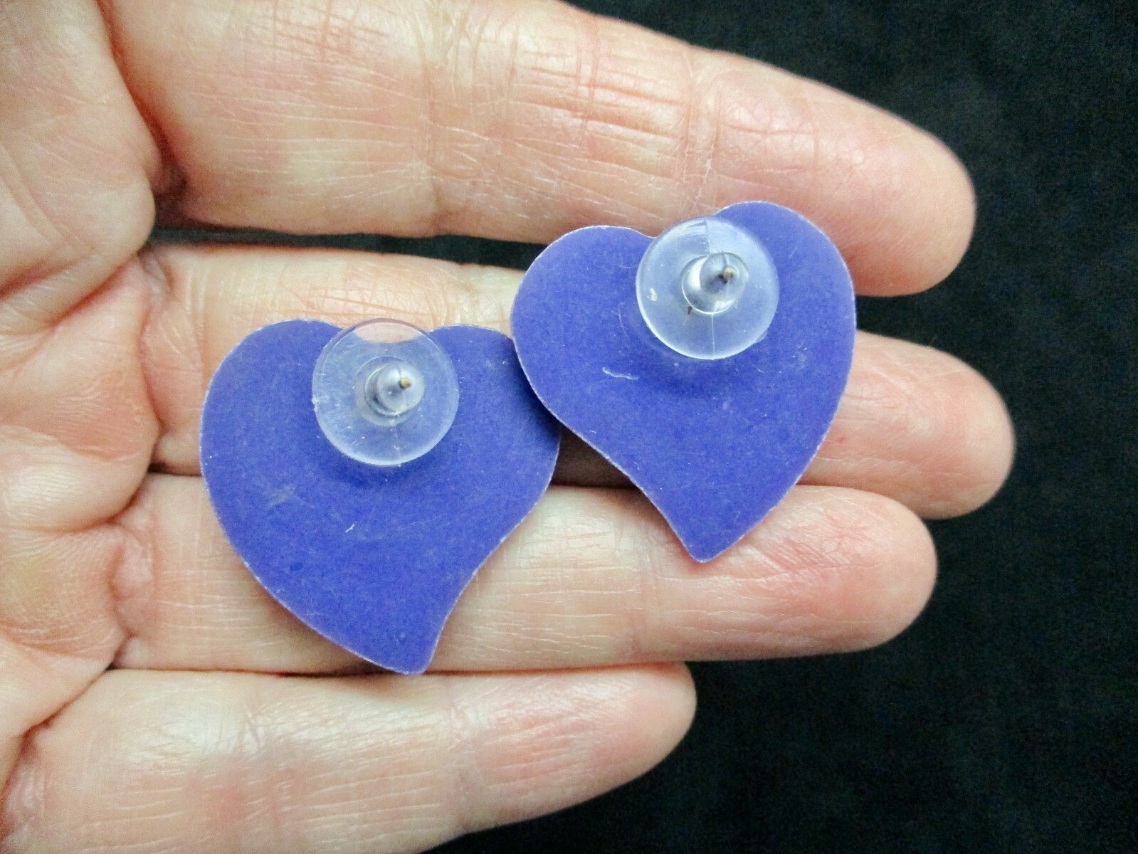 Vintage 1980’s Royal Purple Heart Pierced Earrings