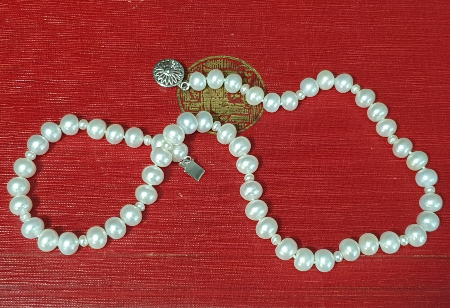 Single Strand Freshwater Pearl Necklace 17″ White Traditional Gift Natural