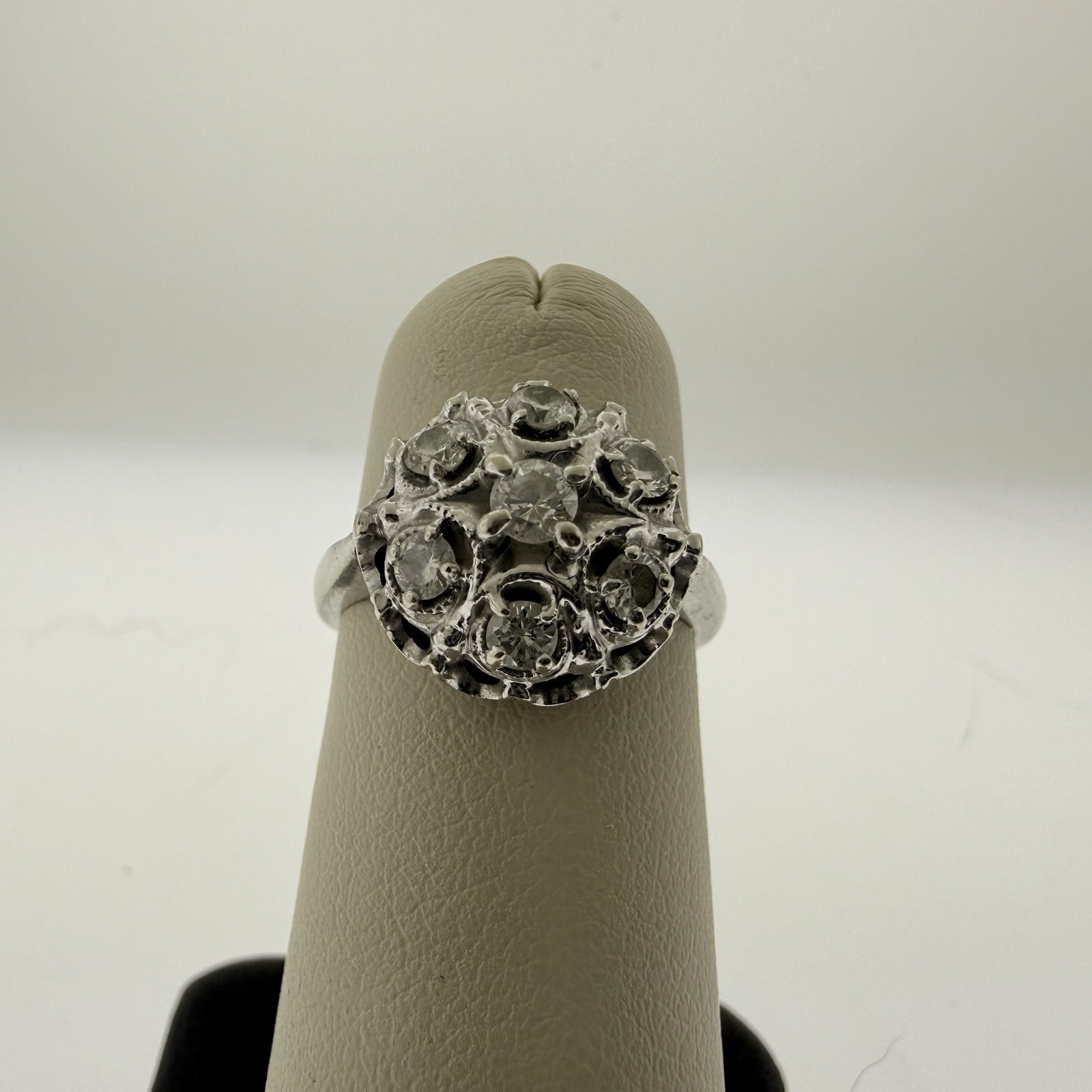 VINTAGE Estate 14k White Gold NATURAL Diamond 0.40CTTW Ring–Size 6