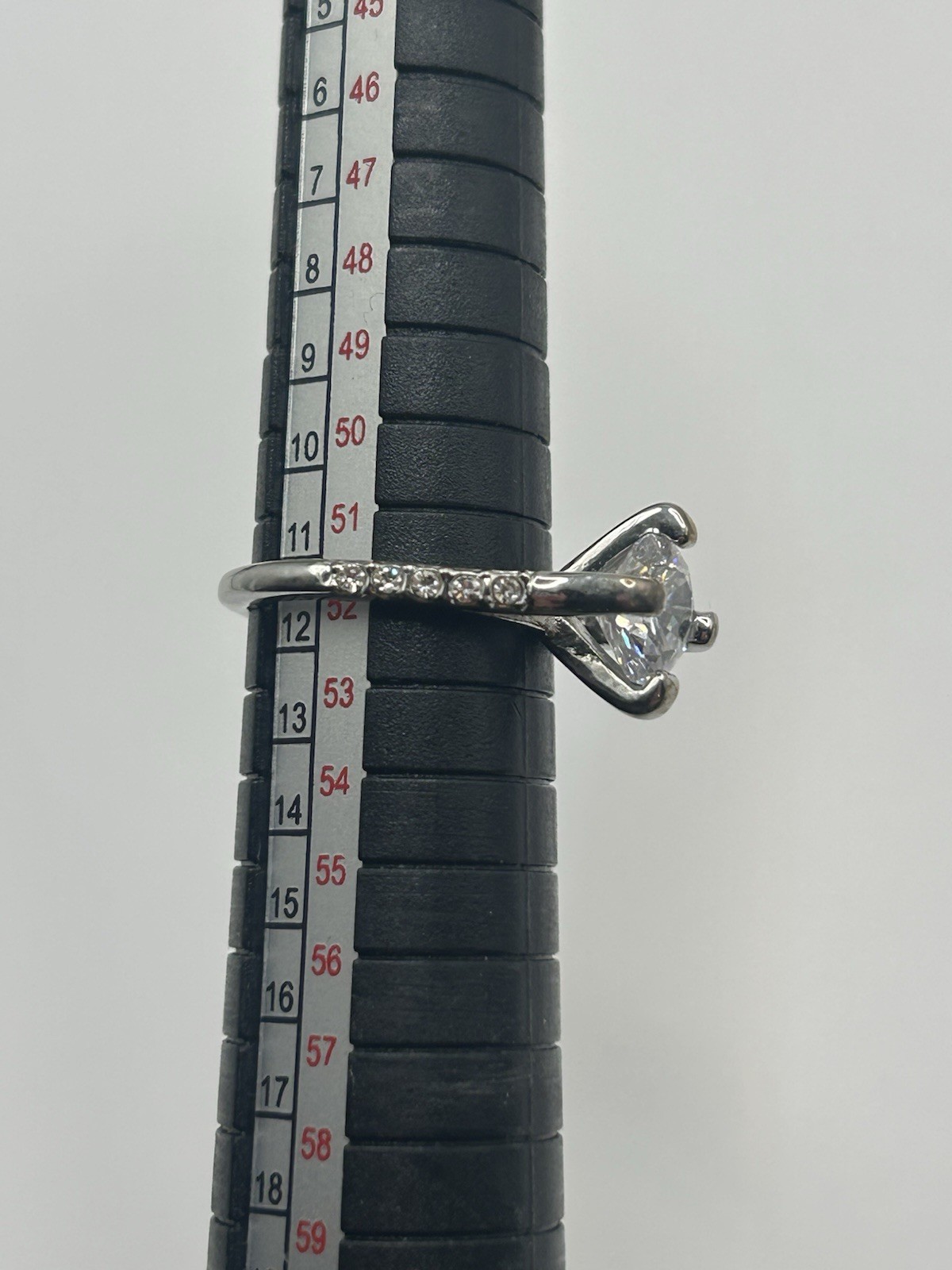 Vintage Silver Tone Solitaire CZ Ring Size 6 Raised Prong Setting Costume