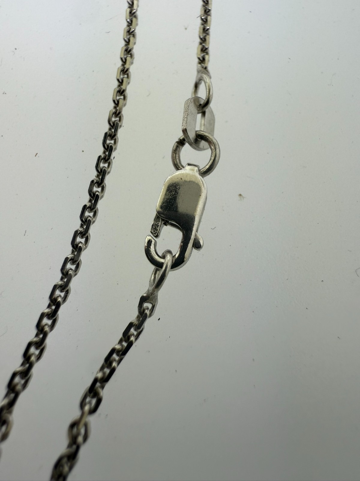 Vintage Sterling Silver 20″ Necklace w/ Jade Pendant 福禄寿 Chinese Blessing 11.1g