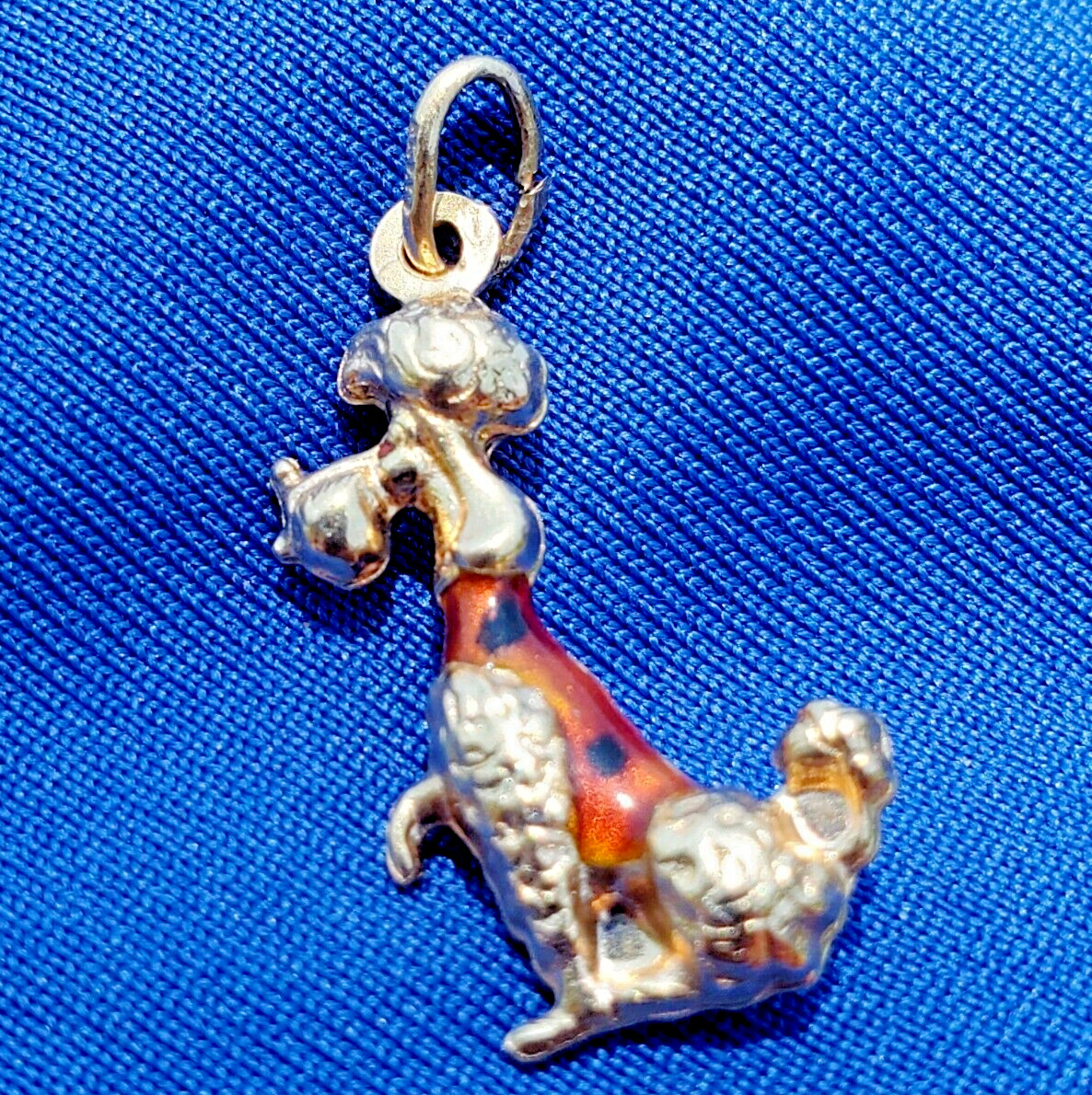 Original 14K GOLD Dog Pendant Exotic Rare Poodle Enamel Vest k9 Charm Medallion
