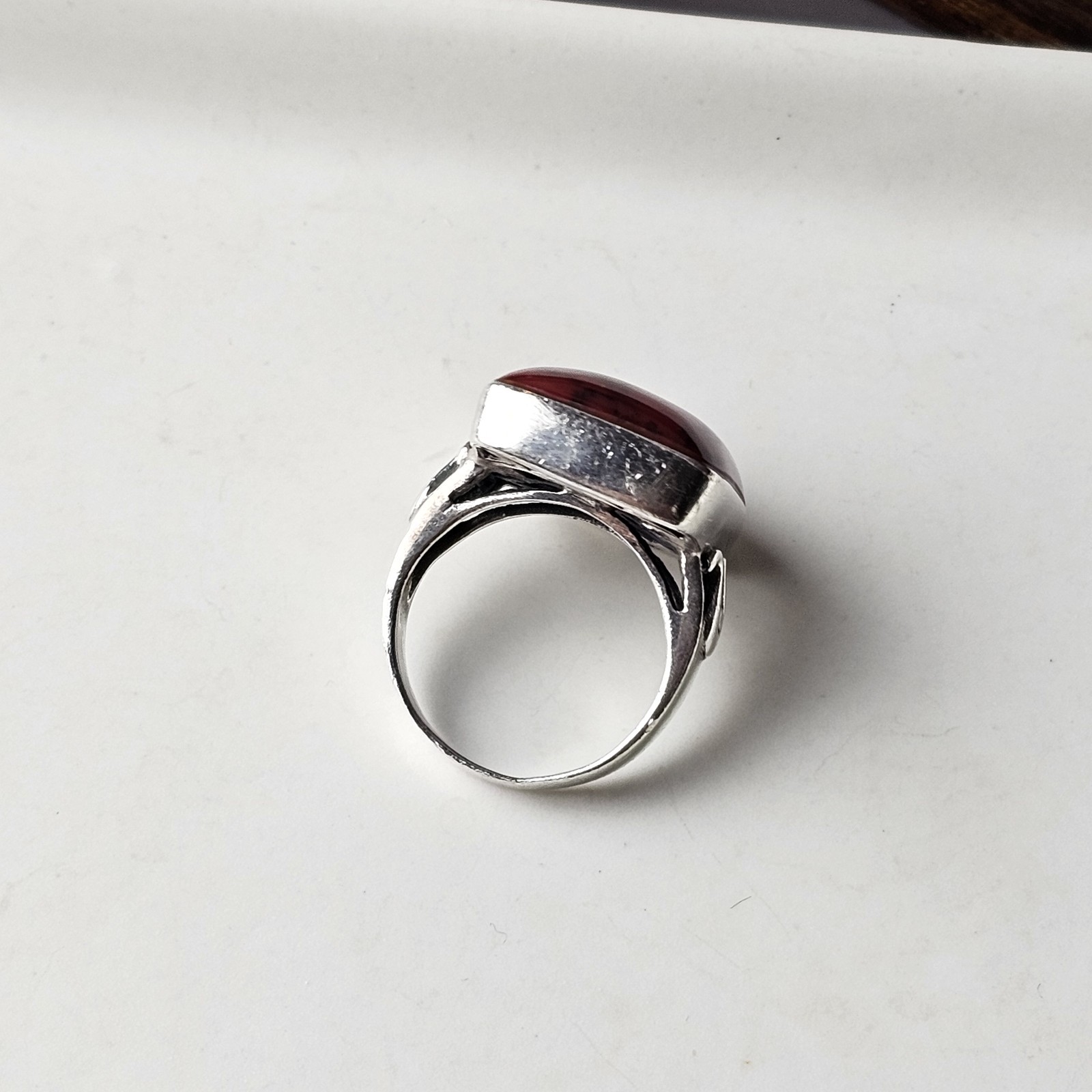 Vintage 925 Sterling Silver Red Jasper Statement Ring Size 7 – 7.13g