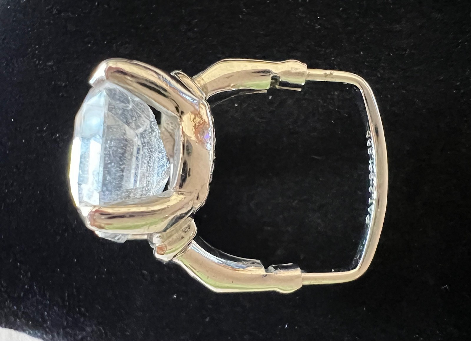 1960s Vintage VENDOME adjustable cocktail ring, w/ clear glass emerald-cut stone