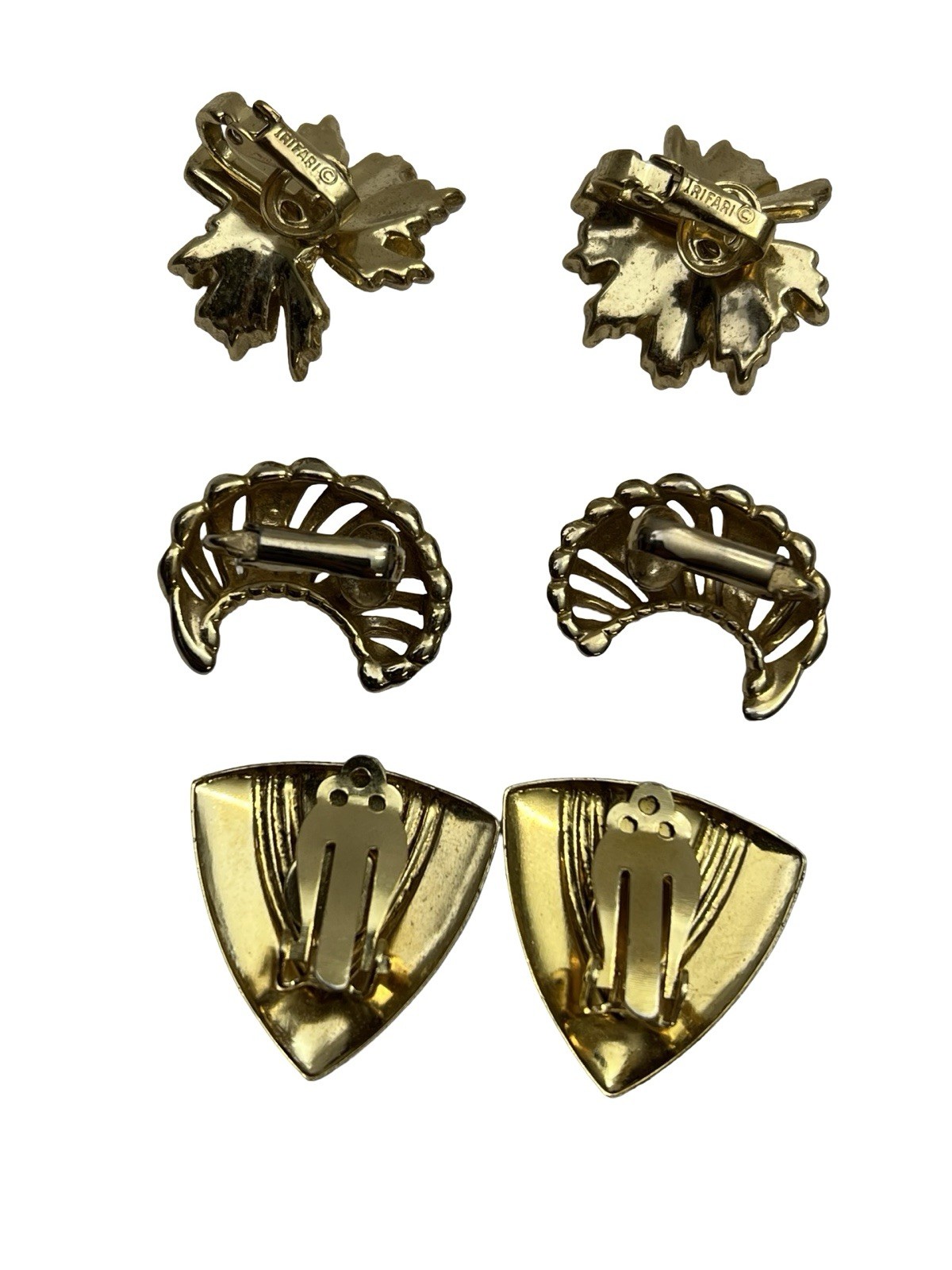 Vintage Costume Jewelry Clip On Earrings Trifari Japan Hong Kong Lot of 14