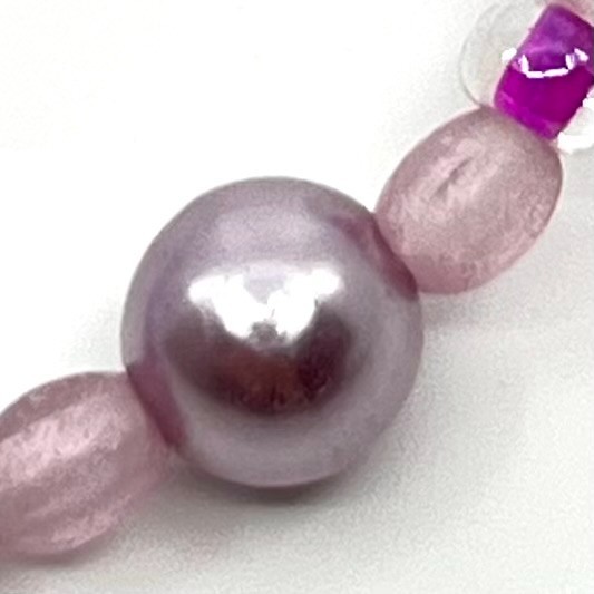 Vintage Lavender Purple Beaded Strand Necklace Long Boho Faux Pearl Mixed Beads