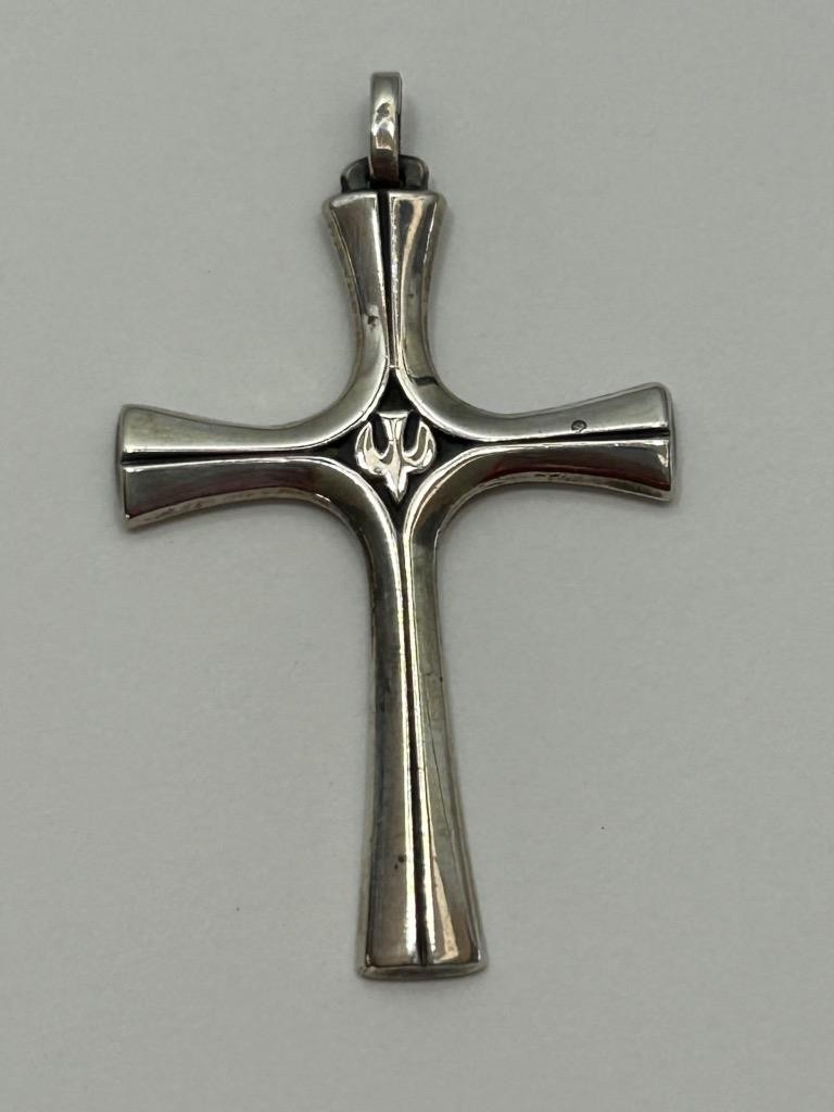 James Avery Retired Large Sterling Serenity Descending Dove Cross Pendant 2″