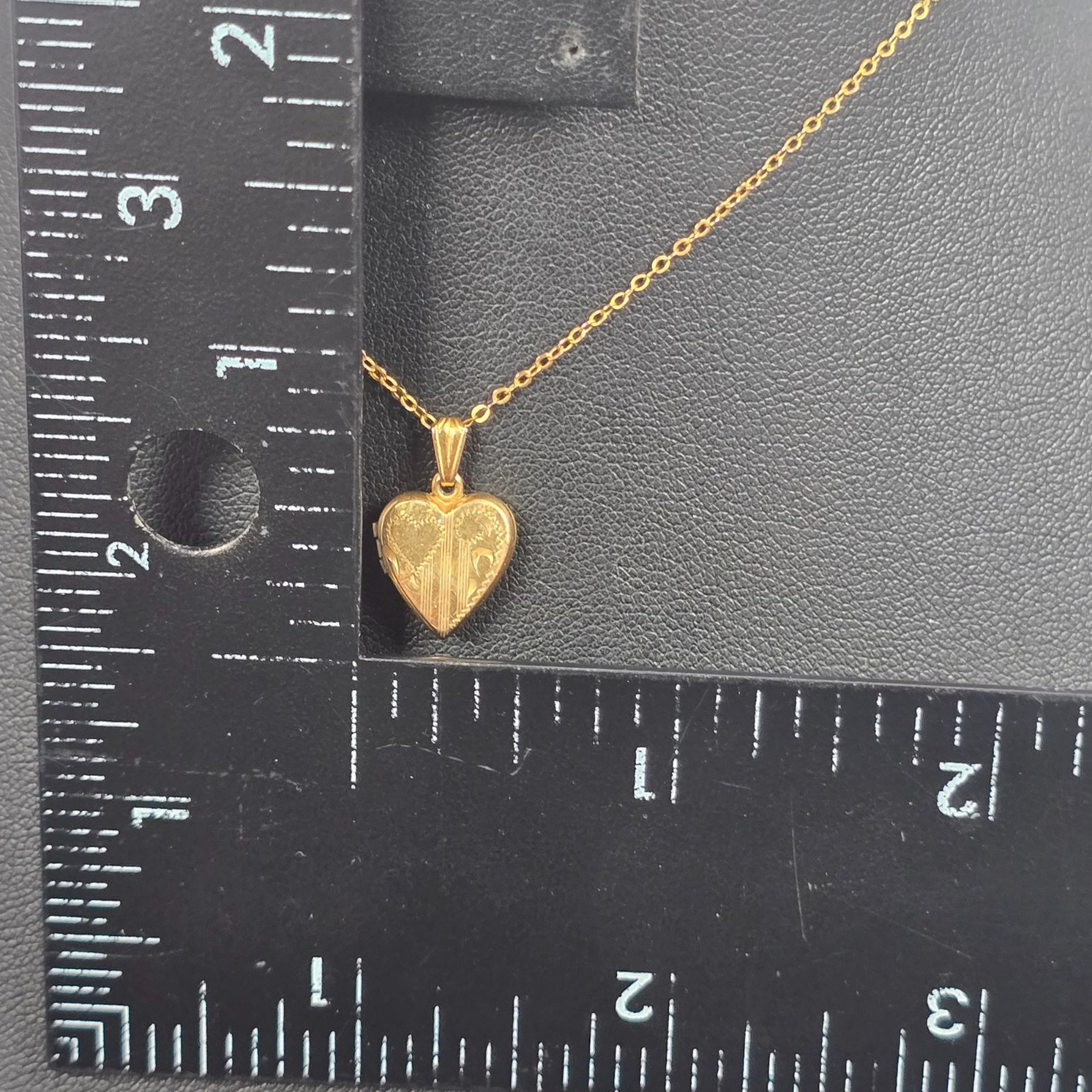 Vintage Engraved Heart Locket Pendant Charm W/ 12k Gold-Filled Chain Necklace