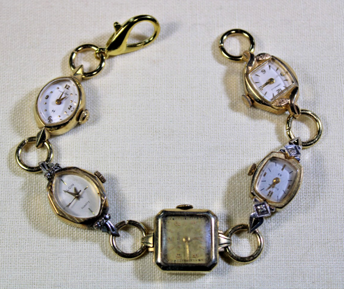 VINTAGE RETRO LADIES WATCH BRACELET 8″ LONG HAMILTON ELGIN BULOVA LOBSTER CLAW