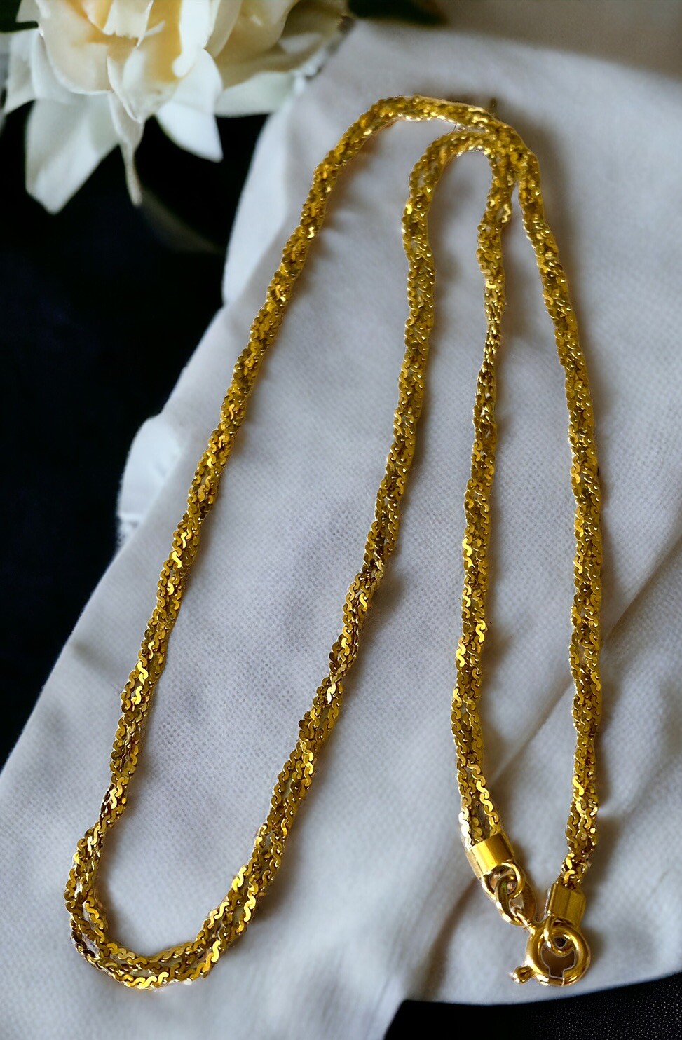 Vintage 14K Solid Italian Gold 17.75” 3mm Braided Necklace 6.4 grams!