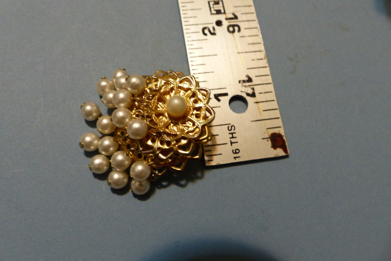 Vintage Goldtone Jhumka Faux Pearl Post Back Earings Traditional Indian