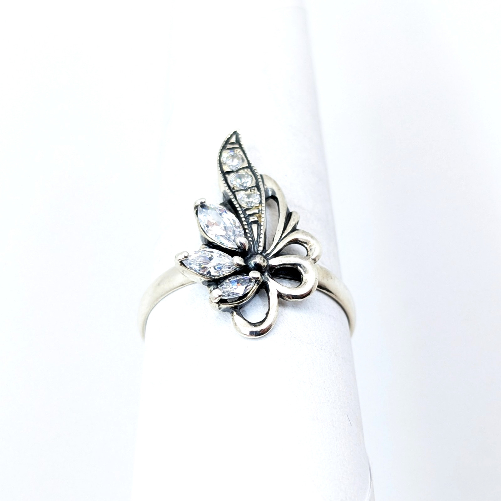 Vintage Luxury RING Silver 925 with Bright Stones-size: 9.5US(19.5mm) Ukraine#79
