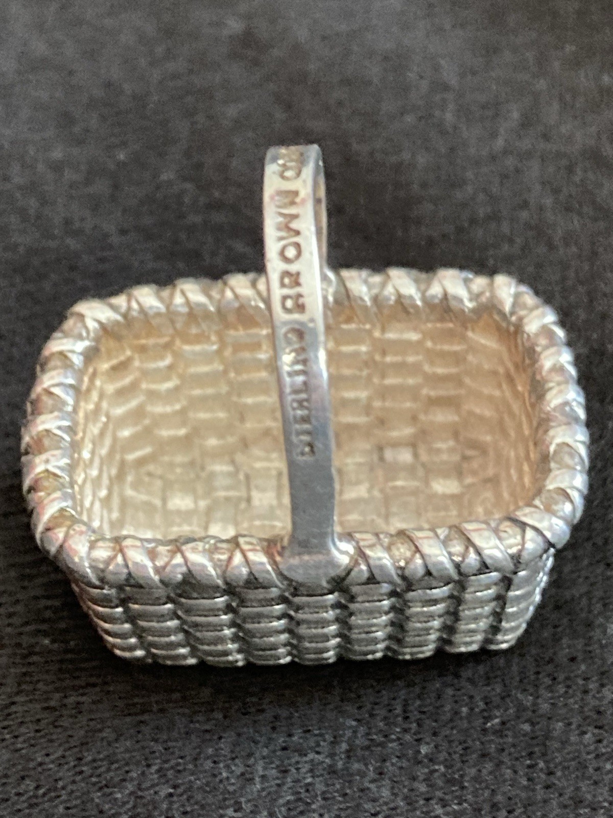 Vtg. FULL NAME HALLMARK BROWN COUNTY BASKET STERLING CHARM NOS RETIRED
