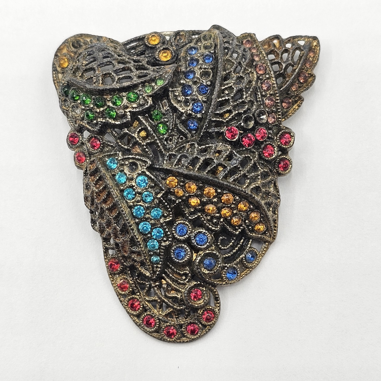 Beautiful Vintage Little Nemo Art Deco Rhinestone Leaf Dress Clip